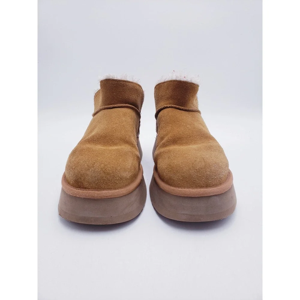 Koolaburra by UGG Koola Ultra Mini Platform Boot Chestnut Suede Shearling Size 8